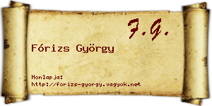 Fórizs György névjegykártya