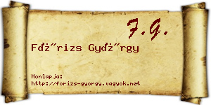 Fórizs György névjegykártya